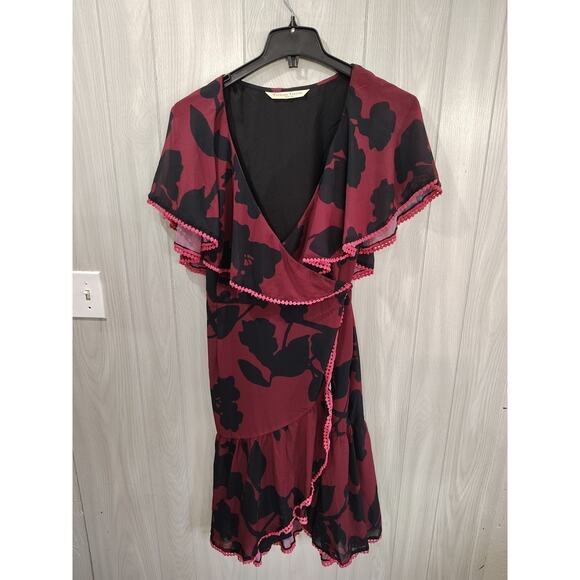 Wayward Fancies eShakti Maxi Dress 2X 20W Flowy Festival Wrap Dark Floral - Picture 1 of 6